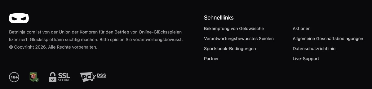 Betninja Casino Schweiz Lizenzangaben