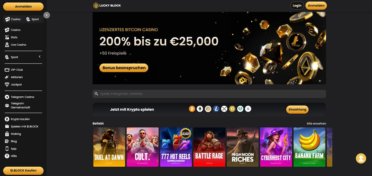 Lucky Block ist die Top-Adresse für Nutzer eines online casino schweiz, die Wert auf Geschwindigkeit legen: Neben über 3.000 Casino-Spielen und Sportwetten punkte der Anbieter mit Krypto-Auszahlungen, die meist sofort verbucht werden.